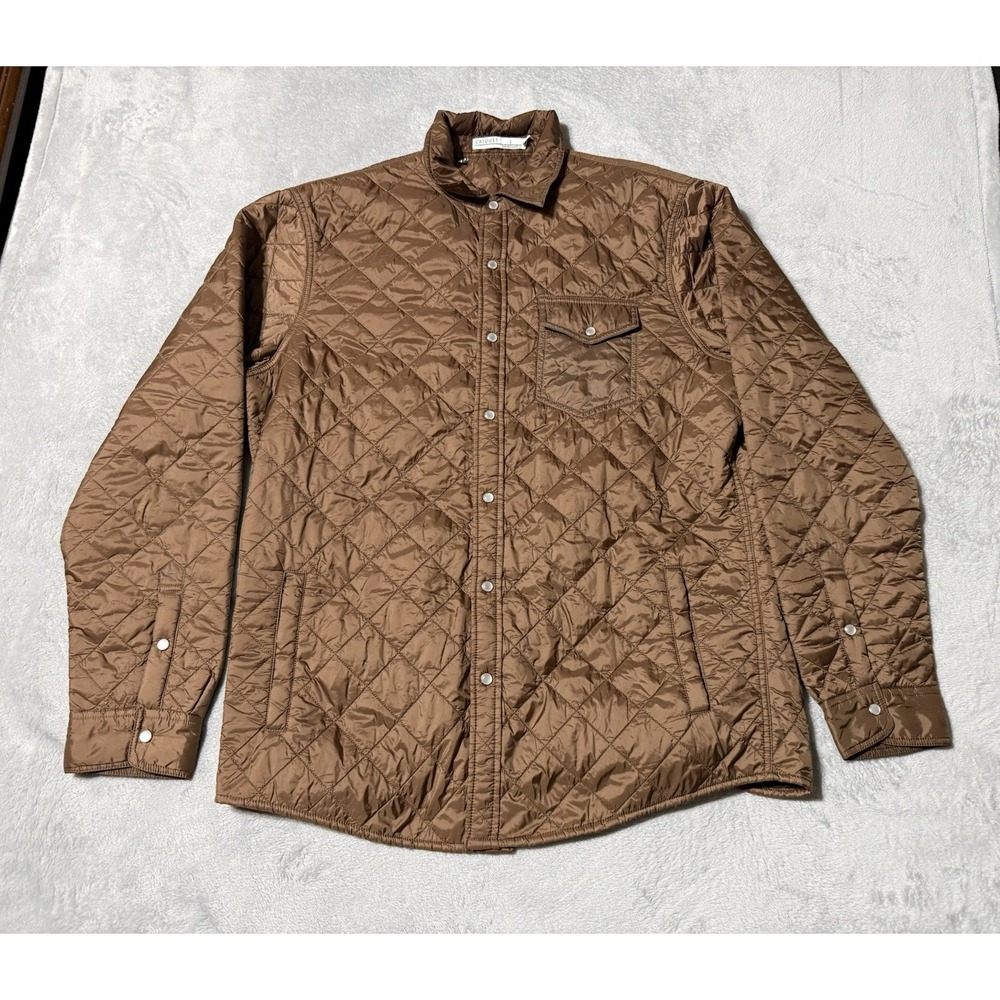 Criquet Men's Large Quilted Nylon Shacket Pearl Snap Austin Texas Modern Western